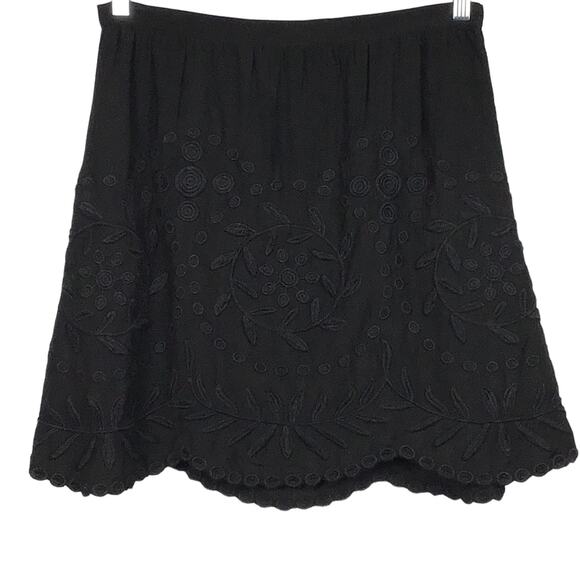 Ralph Lauren Black Label A Line Black Mini Skirt 10 Embroidered Voile NEW NWT - Picture 3 of 14